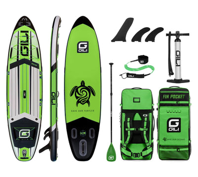 GILI Sports 10'6 AIR Inflatable Paddle Board Package in Green