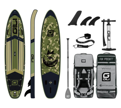 GILI Sports 10'6 AIR Inflatable Paddle Board Package in Camo