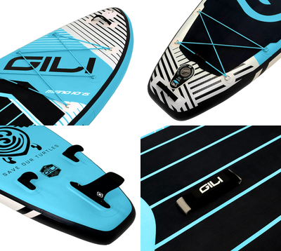 GILI Sports 10'6 Meno Inflatable Paddle Board Detail shots in Blue