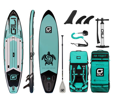 11' Adventure Paddle Board Package in TealGILI Sports Adventure Inflatable Paddle Board Package in Teal