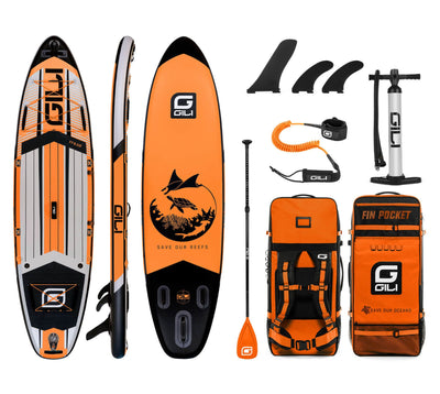 GILI Sports 11'6 AIR Inflatable Paddle Board Package in Orange