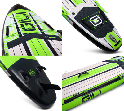 GILI Sports 11'6 AIR Green Inflatable Paddle Board Detail Shots