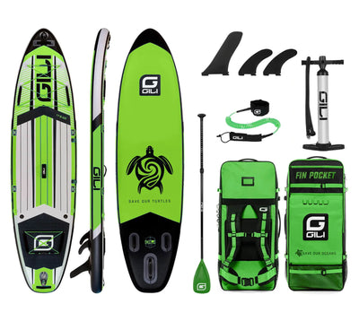 GILI Sports 11'6 AIR Inflatable Paddle Board Package in Green
