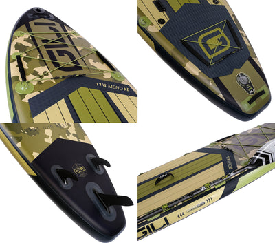 GILI Sports 11'6 Meno Inflatable Paddle Board Detail shots in Camo