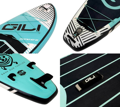 GILI Sports 10'6 Meno Inflatable Paddle Board Detail shots in Teal