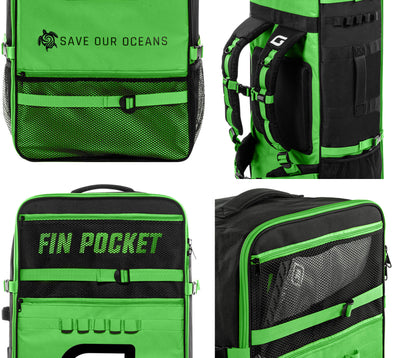 GILI 10' Mako iSUP Backpack Green with fin pockets