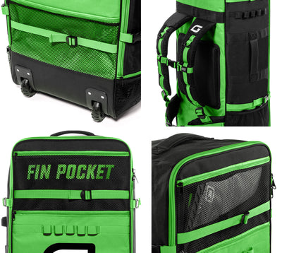 GILI Meno Series Rolling iSUP Backpack Green with Fin Pocket