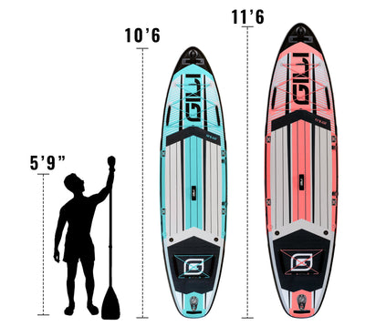 GILI Sports Inflatable Paddle Board size reference