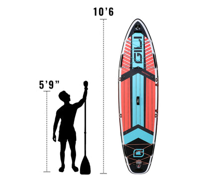 GILI Sports 10'6 Komodo Inflatable Paddle Board Size reference